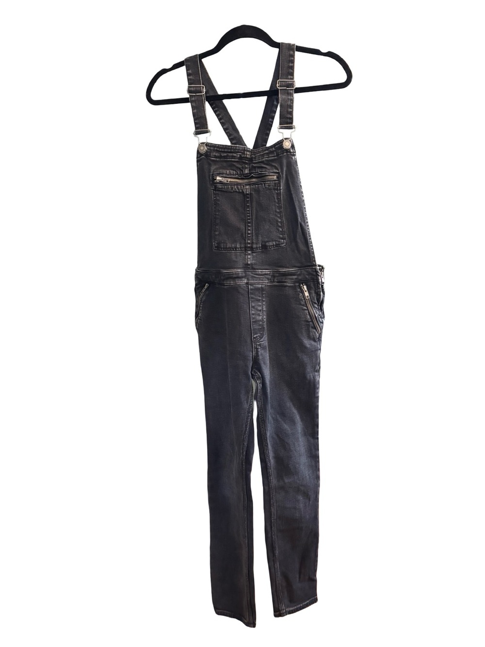 Free People washed Black Denim Overalls size 27